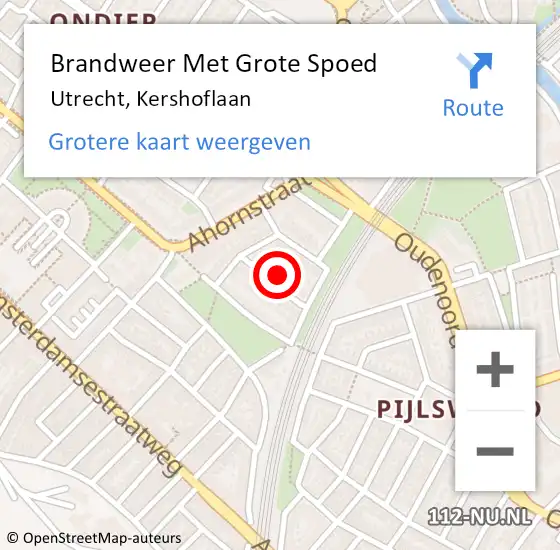 Locatie op kaart van de 112 melding: Brandweer Met Grote Spoed Naar Utrecht, Kershoflaan op 17 november 2021 18:36