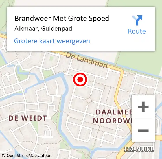 Locatie op kaart van de 112 melding: Brandweer Met Grote Spoed Naar Alkmaar, Guldenpad op 17 november 2021 18:48