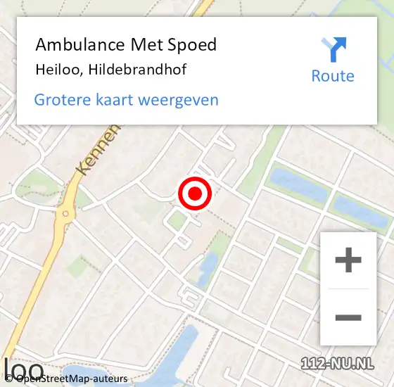 Locatie op kaart van de 112 melding: Ambulance Met Spoed Naar Heiloo, Hildebrandhof op 17 november 2021 18:51