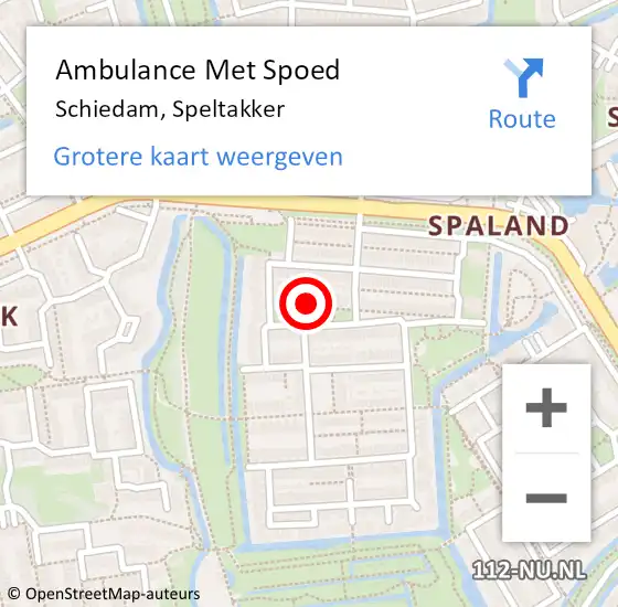 Locatie op kaart van de 112 melding: Ambulance Met Spoed Naar Schiedam, Speltakker op 17 november 2021 19:13