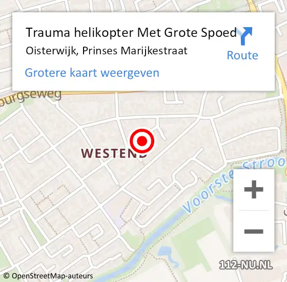 Locatie op kaart van de 112 melding: Trauma helikopter Met Grote Spoed Naar Oisterwijk, Prinses Marijkestraat op 17 november 2021 19:50