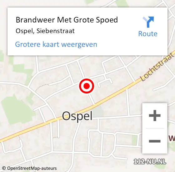 Locatie op kaart van de 112 melding: Brandweer Met Grote Spoed Naar Ospel, Siebenstraat op 17 november 2021 20:30