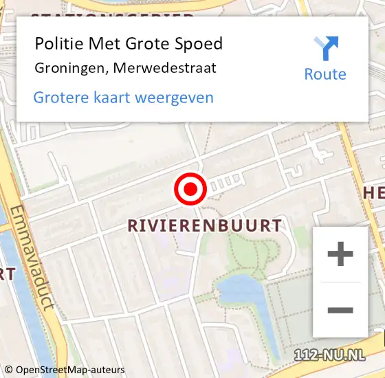 Locatie op kaart van de 112 melding: Politie Met Grote Spoed Naar Groningen, Merwedestraat op 17 november 2021 20:39