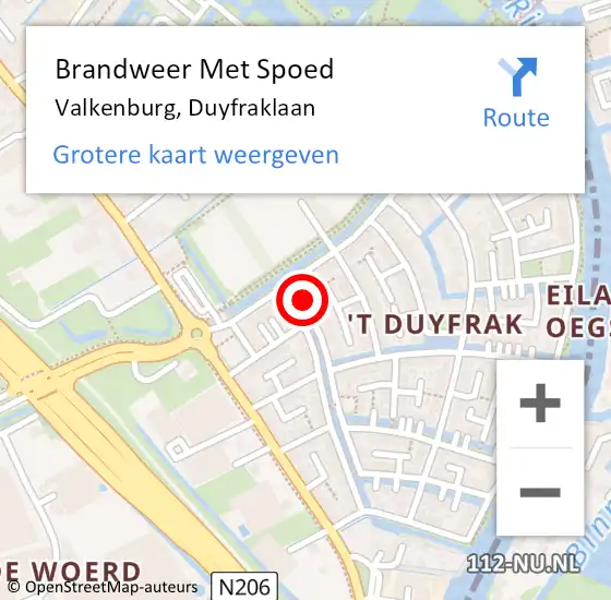 Locatie op kaart van de 112 melding: Brandweer Met Spoed Naar Valkenburg, Duyfraklaan op 17 november 2021 20:39