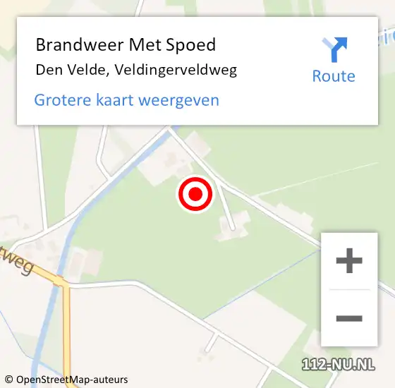 Locatie op kaart van de 112 melding: Brandweer Met Spoed Naar Den Velde, Veldingerveldweg op 17 november 2021 20:49