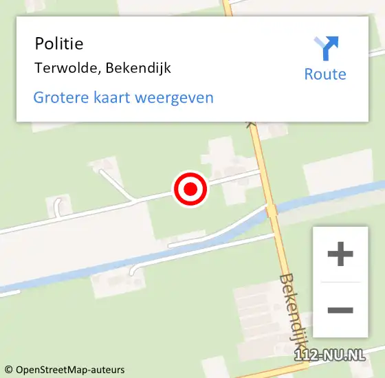 Locatie op kaart van de 112 melding: Politie Terwolde, Bekendijk op 17 november 2021 21:12