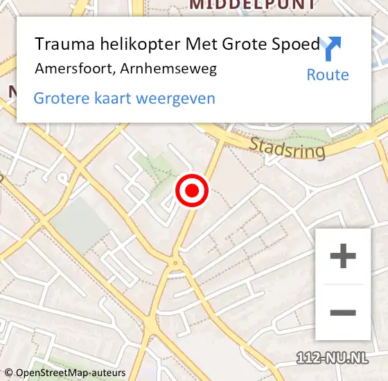 Locatie op kaart van de 112 melding: Trauma helikopter Met Grote Spoed Naar Amersfoort, Arnhemseweg op 17 november 2021 21:32