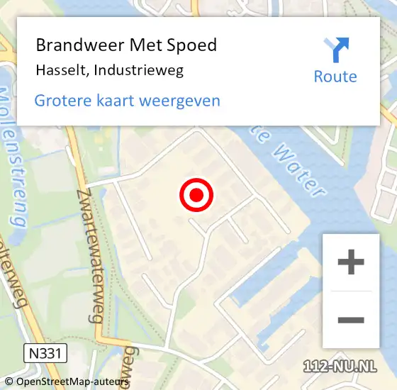 Locatie op kaart van de 112 melding: Brandweer Met Spoed Naar Hasselt, Industrieweg op 17 november 2021 21:48