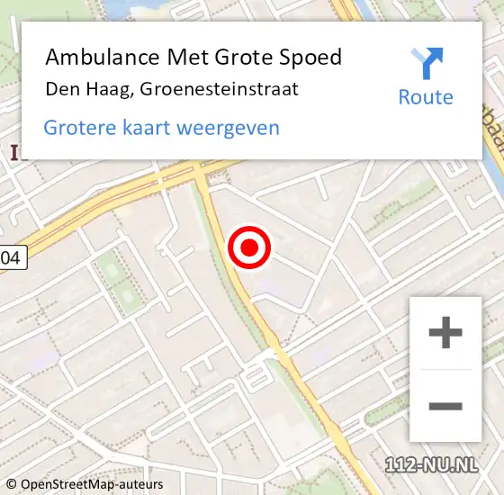Locatie op kaart van de 112 melding: Ambulance Met Grote Spoed Naar Den Haag, Groenesteinstraat op 17 november 2021 22:02