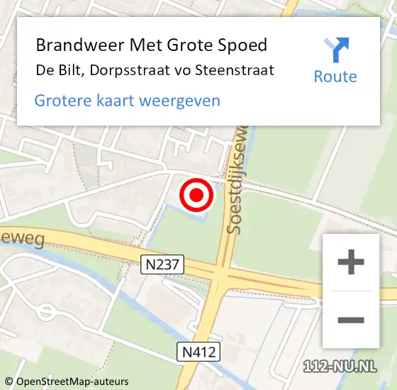 Locatie op kaart van de 112 melding: Brandweer Met Grote Spoed Naar De Bilt, Dorpsstraat vo Steenstraat op 17 november 2021 22:15