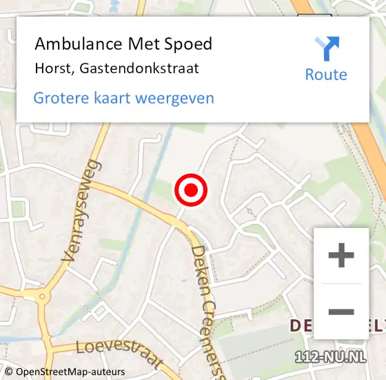 Locatie op kaart van de 112 melding: Ambulance Met Spoed Naar Horst, Gastendonkstraat op 29 juni 2014 18:16