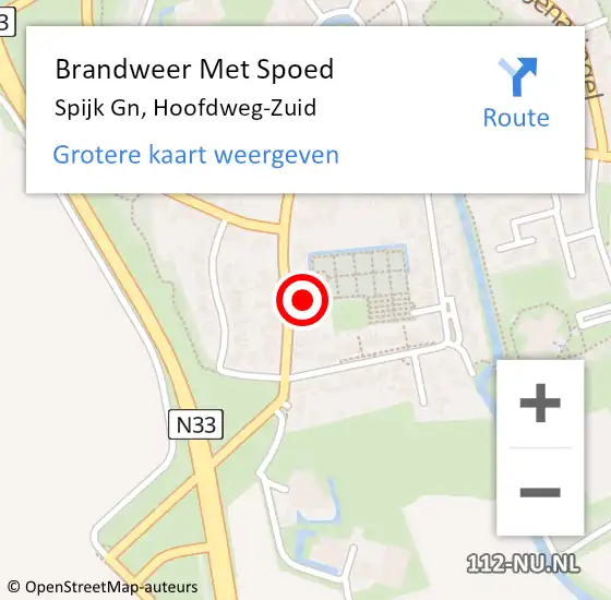 Locatie op kaart van de 112 melding: Brandweer Met Spoed Naar Spijk Gn, Hoofdweg-Zuid op 17 november 2021 22:38