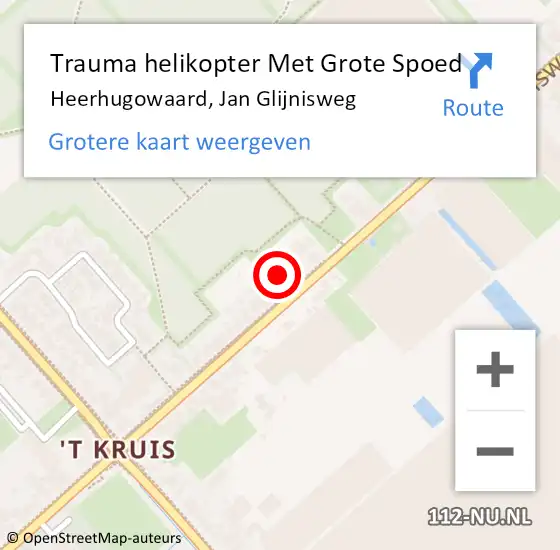 Locatie op kaart van de 112 melding: Trauma helikopter Met Grote Spoed Naar Heerhugowaard, Jan Glijnisweg op 17 november 2021 22:50