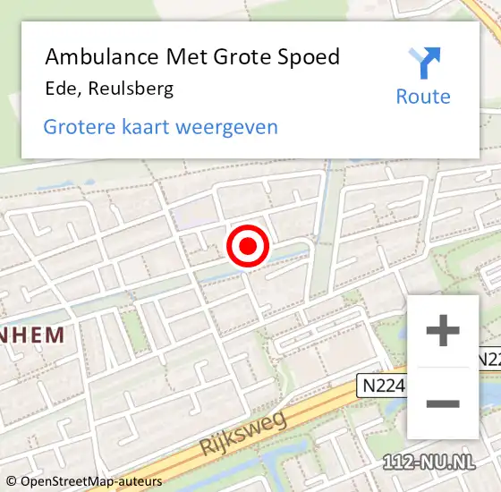 Locatie op kaart van de 112 melding: Ambulance Met Grote Spoed Naar Ede, Reulsberg op 17 november 2021 23:25