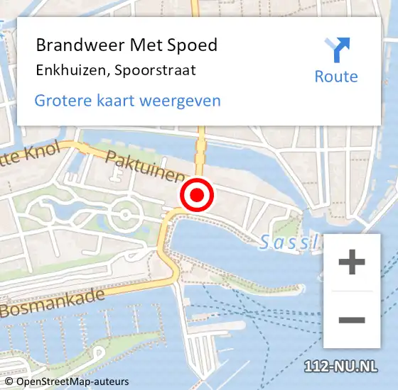 Locatie op kaart van de 112 melding: Brandweer Met Spoed Naar Enkhuizen, Spoorstraat op 17 november 2021 23:33