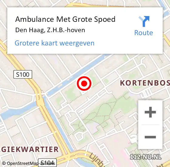 Locatie op kaart van de 112 melding: Ambulance Met Grote Spoed Naar Den Haag, Z.H.B.-hoven op 17 november 2021 23:39