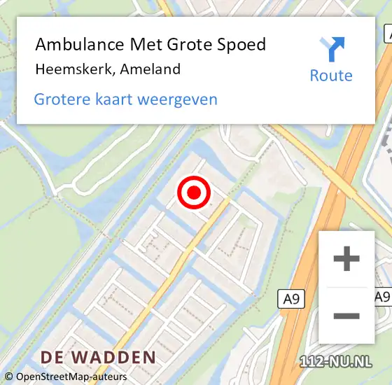 Locatie op kaart van de 112 melding: Ambulance Met Grote Spoed Naar Heemskerk, Ameland op 18 november 2021 00:40