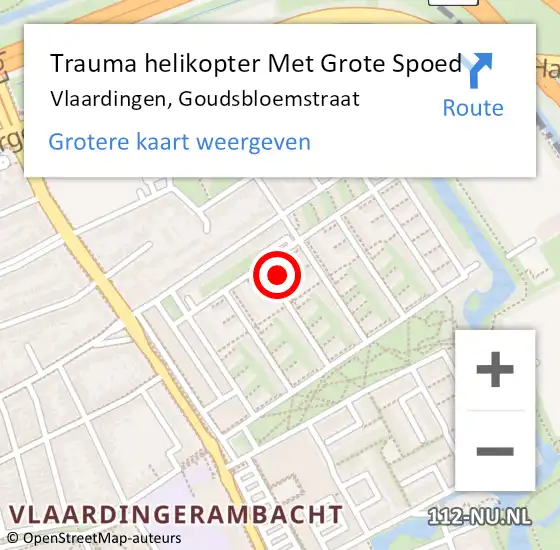 Locatie op kaart van de 112 melding: Trauma helikopter Met Grote Spoed Naar Vlaardingen, Goudsbloemstraat op 18 november 2021 01:04