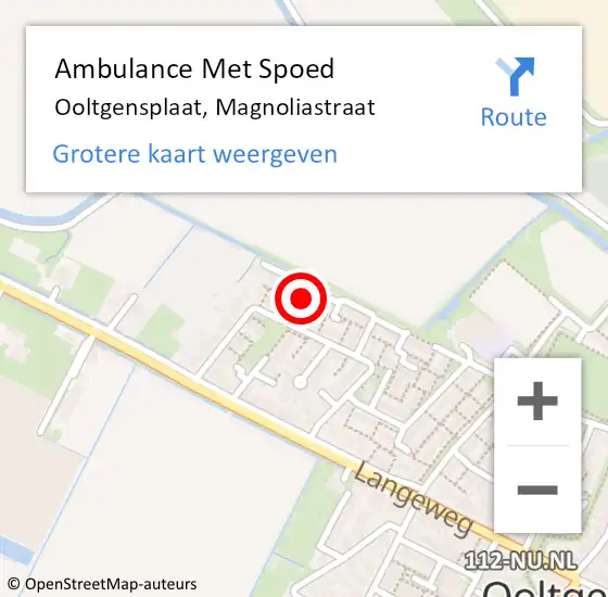 Locatie op kaart van de 112 melding: Ambulance Met Spoed Naar Ooltgensplaat, Magnoliastraat op 18 november 2021 02:09