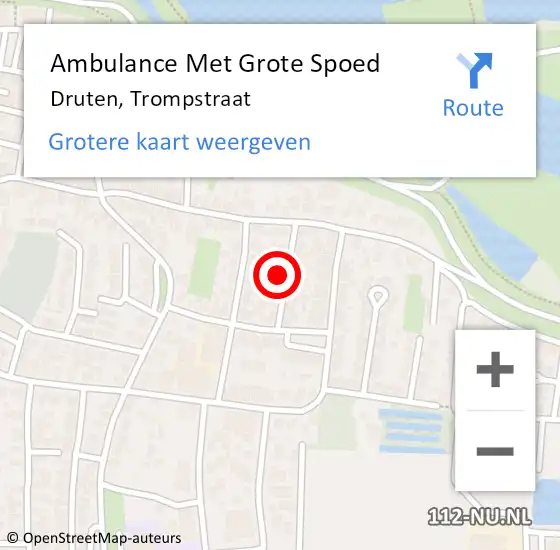 Locatie op kaart van de 112 melding: Ambulance Met Grote Spoed Naar Druten, Trompstraat op 18 november 2021 02:50