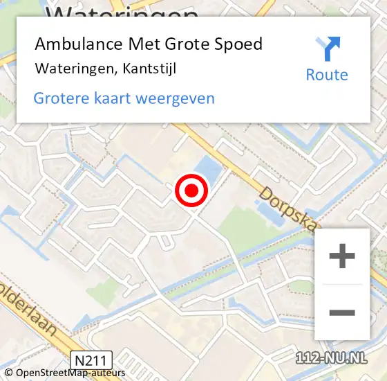 Locatie op kaart van de 112 melding: Ambulance Met Grote Spoed Naar Wateringen, Kantstijl op 18 november 2021 04:08