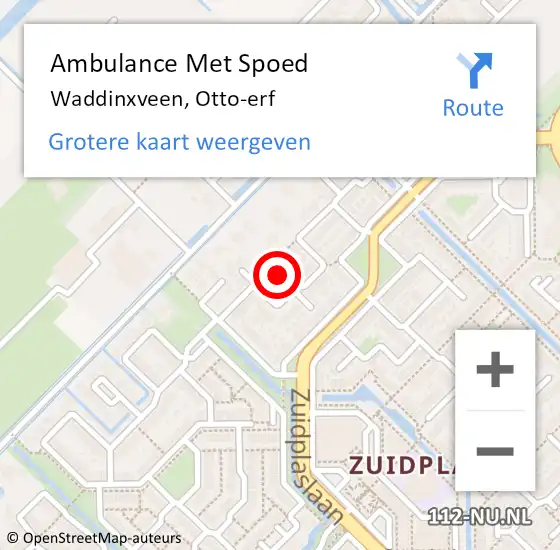 Locatie op kaart van de 112 melding: Ambulance Met Spoed Naar Waddinxveen, Otto-erf op 18 november 2021 05:45