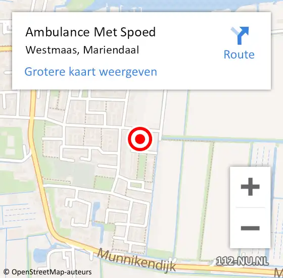 Locatie op kaart van de 112 melding: Ambulance Met Spoed Naar Westmaas, Mariëndaal op 18 november 2021 06:50