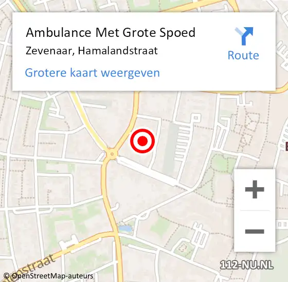 Locatie op kaart van de 112 melding: Ambulance Met Grote Spoed Naar Zevenaar, Hamalandstraat op 18 november 2021 07:17