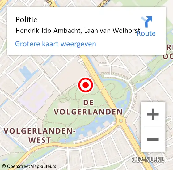 Locatie op kaart van de 112 melding: Politie Hendrik-Ido-Ambacht, Laan van Welhorst op 18 november 2021 07:23