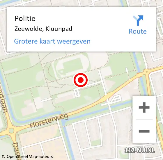 Locatie op kaart van de 112 melding: Politie Zeewolde, Kluunpad op 18 november 2021 07:25