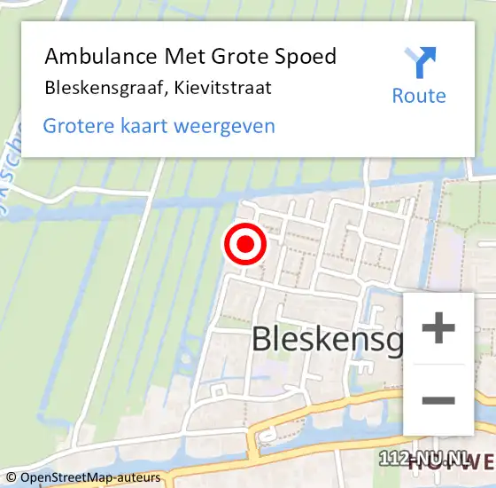 Locatie op kaart van de 112 melding: Ambulance Met Grote Spoed Naar Bleskensgraaf, Kievitstraat op 18 november 2021 08:07