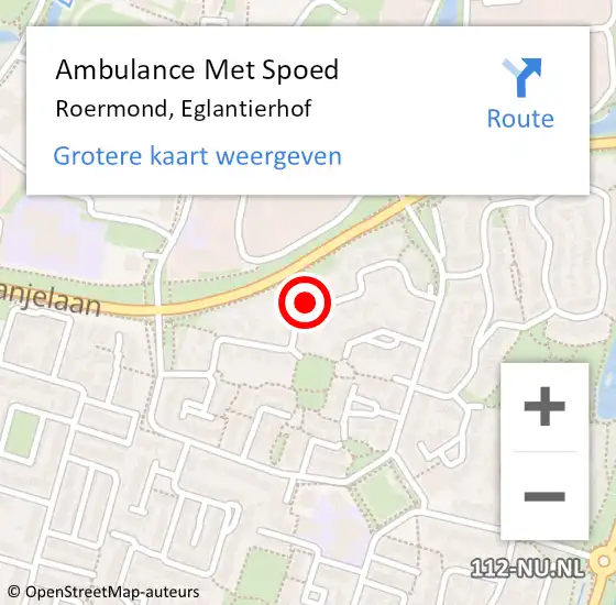 Locatie op kaart van de 112 melding: Ambulance Met Spoed Naar Roermond, Eglantierhof op 18 november 2021 08:24