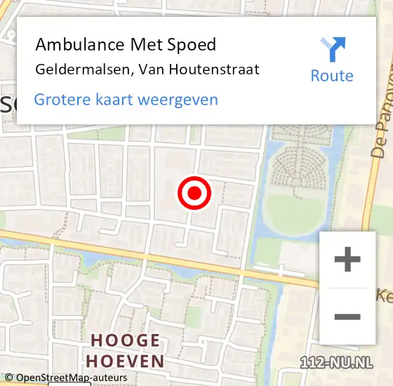 Locatie op kaart van de 112 melding: Ambulance Met Spoed Naar Geldermalsen, Van Houtenstraat op 18 november 2021 08:52