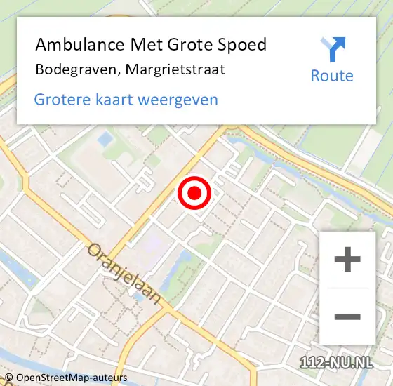 Locatie op kaart van de 112 melding: Ambulance Met Grote Spoed Naar Bodegraven, Margrietstraat op 18 november 2021 09:17