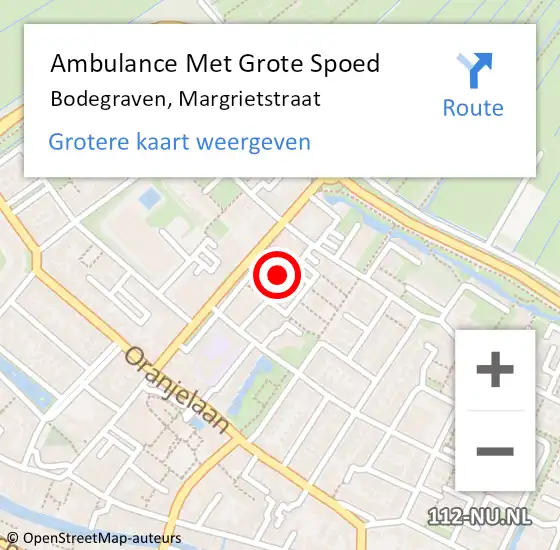 Locatie op kaart van de 112 melding: Ambulance Met Grote Spoed Naar Bodegraven, Margrietstraat op 18 november 2021 09:25