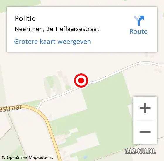 Locatie op kaart van de 112 melding: Politie Neerijnen, 2e Tieflaarsestraat op 18 november 2021 09:51