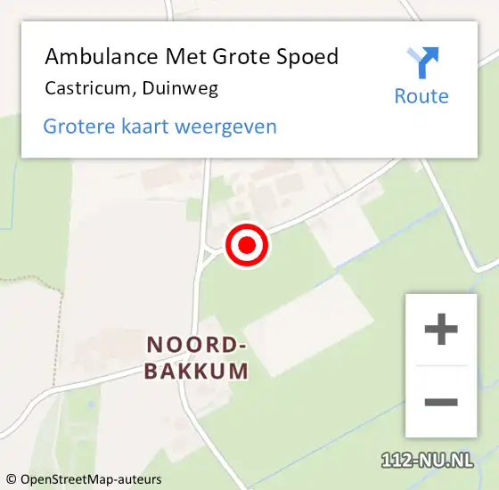 Locatie op kaart van de 112 melding: Ambulance Met Grote Spoed Naar Castricum, Duinweg op 18 november 2021 09:59