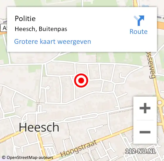 Locatie op kaart van de 112 melding: Politie Heesch, Buitenpas op 18 november 2021 10:13