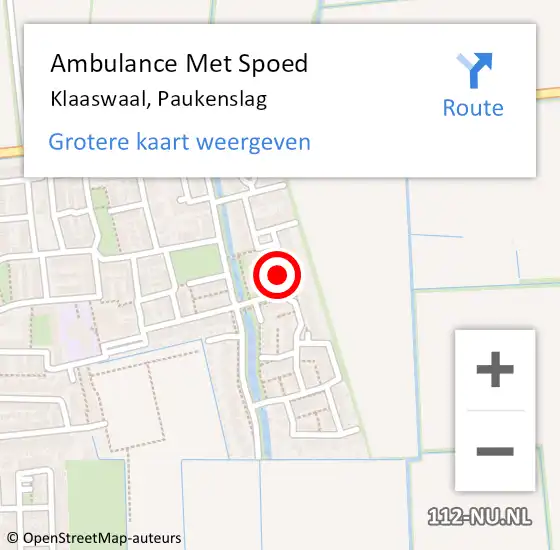 Locatie op kaart van de 112 melding: Ambulance Met Spoed Naar Klaaswaal, Paukenslag op 18 november 2021 10:16