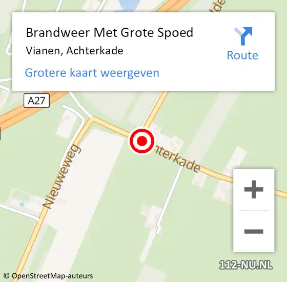 Locatie op kaart van de 112 melding: Brandweer Met Grote Spoed Naar Vianen, Achterkade op 18 november 2021 10:36