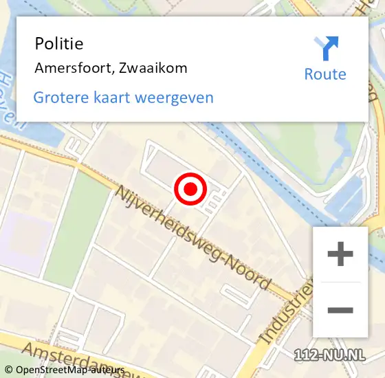 Locatie op kaart van de 112 melding: Politie Amersfoort, Zwaaikom op 18 november 2021 10:41