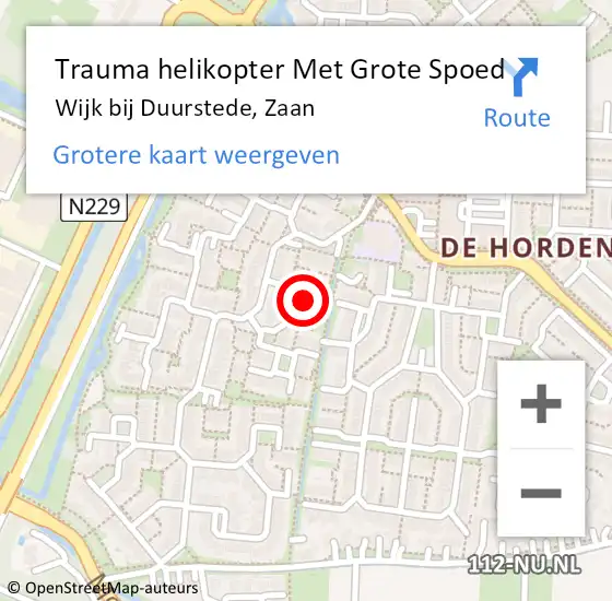 Locatie op kaart van de 112 melding: Trauma helikopter Met Grote Spoed Naar Wijk bij Duurstede, Zaan op 18 november 2021 10:45