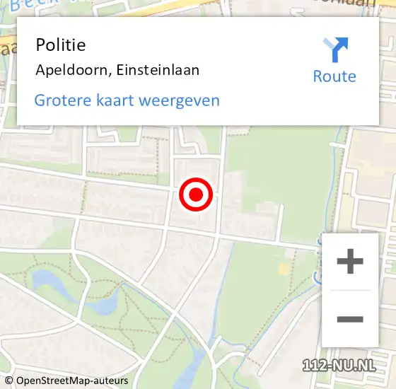 Locatie op kaart van de 112 melding: Politie Apeldoorn, Einsteinlaan op 18 november 2021 10:50