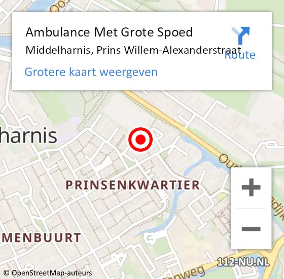 Locatie op kaart van de 112 melding: Ambulance Met Grote Spoed Naar Middelharnis, Prins Willem-Alexanderstraat op 18 november 2021 11:02