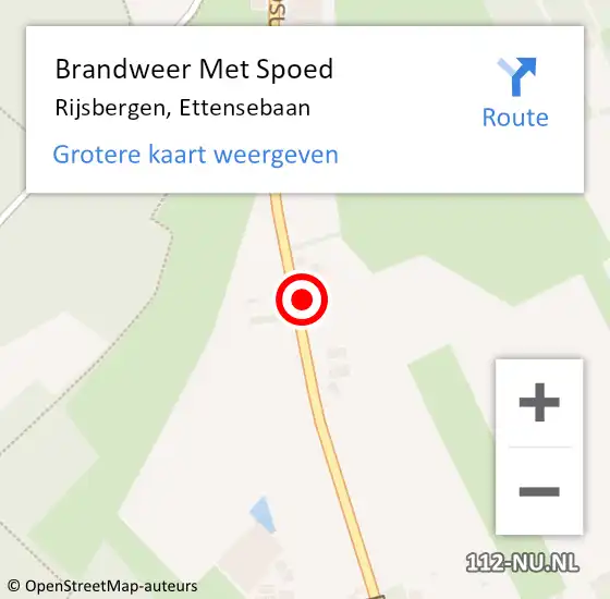 Locatie op kaart van de 112 melding: Brandweer Met Spoed Naar Rijsbergen, Ettensebaan op 18 november 2021 11:03