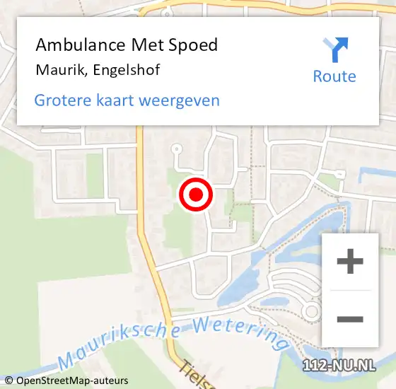 Locatie op kaart van de 112 melding: Ambulance Met Spoed Naar Maurik, Engelshof op 29 juni 2014 19:36