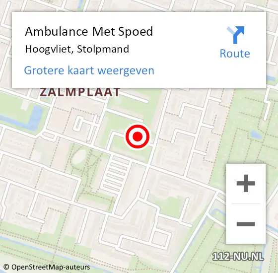 Locatie op kaart van de 112 melding: Ambulance Met Spoed Naar Hoogvliet, Stolpmand op 18 november 2021 11:16