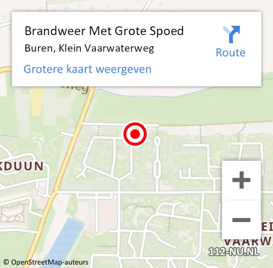 Locatie op kaart van de 112 melding: Brandweer Met Grote Spoed Naar Buren, Klein Vaarwaterweg op 18 november 2021 11:22