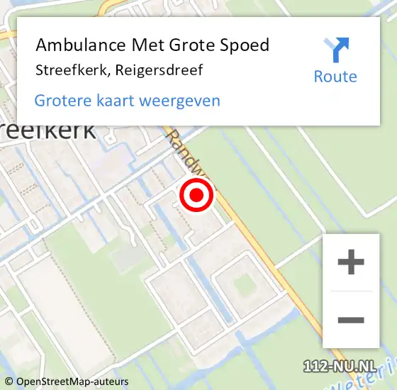 Locatie op kaart van de 112 melding: Ambulance Met Grote Spoed Naar Streefkerk, Reigersdreef op 18 november 2021 11:51