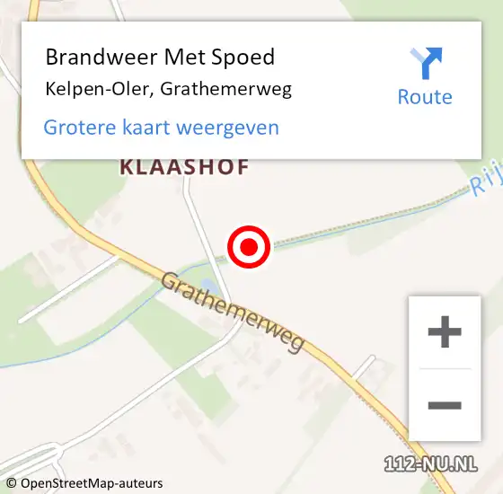 Locatie op kaart van de 112 melding: Brandweer Met Spoed Naar Kelpen-Oler, Grathemerweg op 18 november 2021 12:28